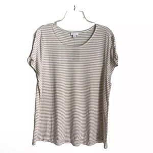 J. Jill Tan and White Striped Dolman Open Sleeve Tee - Size 3X